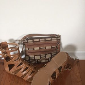 Sandles and cross bag.